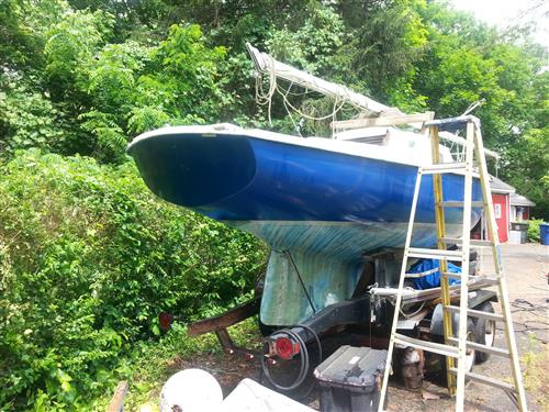 boat out of water since 2008. The boat sleeps 4 people. Interior is stripped, cleaned, painted and ready for replacement wiring.