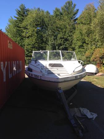 Boat and trailer bow view
