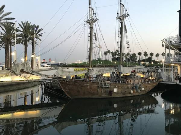Custom Mini Pirate Ship in harbor