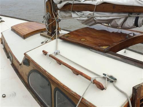 25' Wooden sloop built in Holland 1954 on deck facing bow