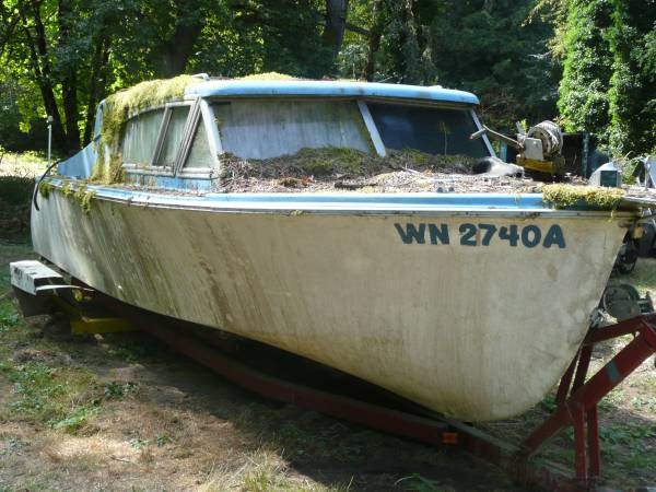 old boat on trailer