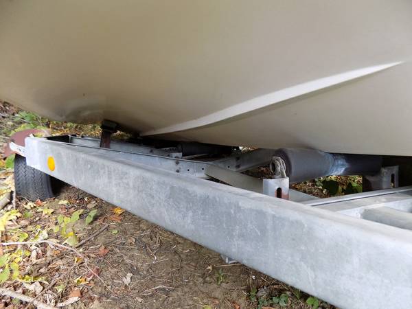 1960 Glaston Trihull Boat on trailer