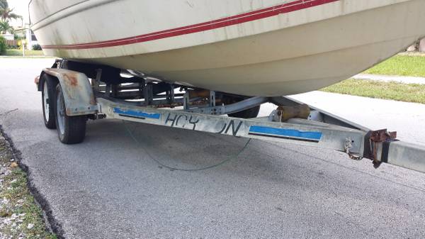 Stingray project hull on trailer
