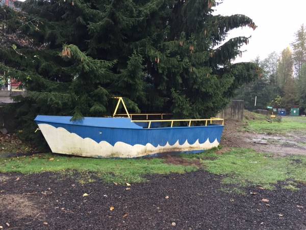 Large steel boat hull