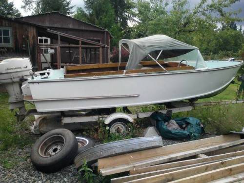 Johnson powerboat on trailer