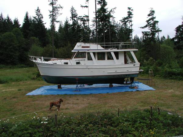 36 foot Europa Trawler on the hard