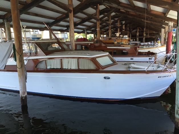 1957 35’ classic wood hull cabin cruiser