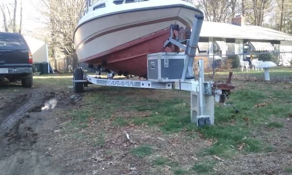 1984 Cobia Odyssey 195 - 19 1/2' cuddy cabin bow view on trailer