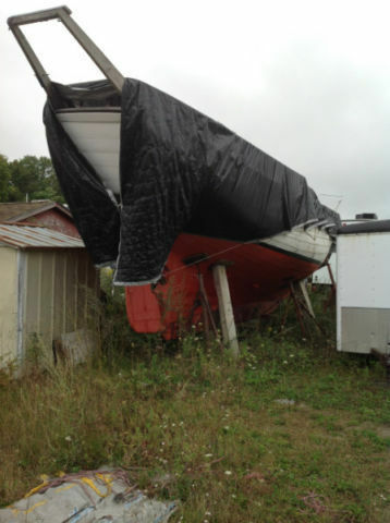 30' Wood Schooner sail boat stern