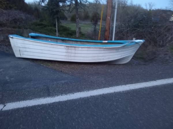 blue fiberglass boat shell